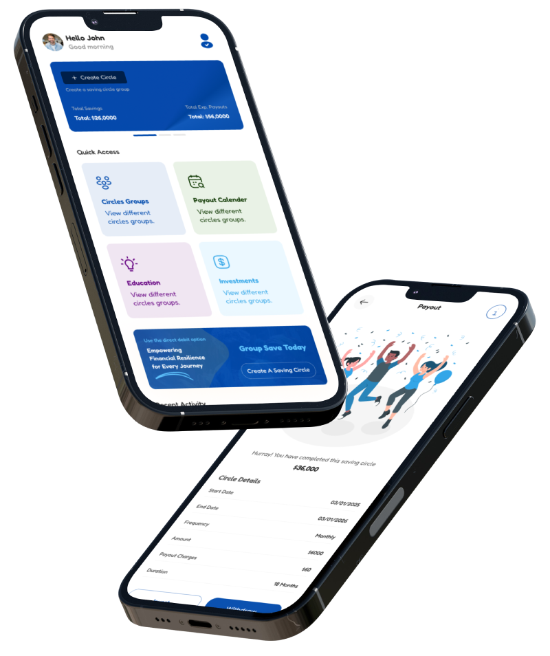 two floating phones with screenshots of the Paapo app